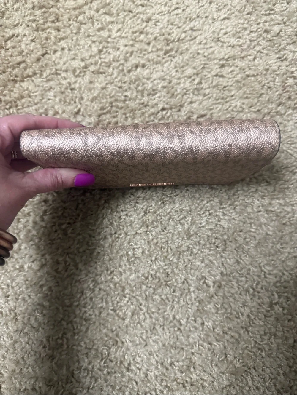 Michael Kors Metallic Rose Gold Zip-Around Wallet
